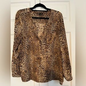 Leopard print blouse. Size large